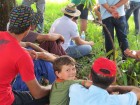 Muitas crianças e adolescentes no dia de campo em Derrubadas.